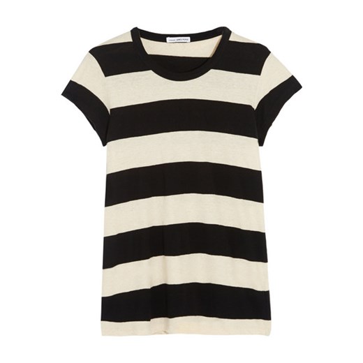 Striped cotton and linen-blend jersey T-shirt net-a-porter czarny jersey