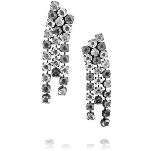 Gunmetal-tone Swarovski crystal clip earrings net-a-porter  