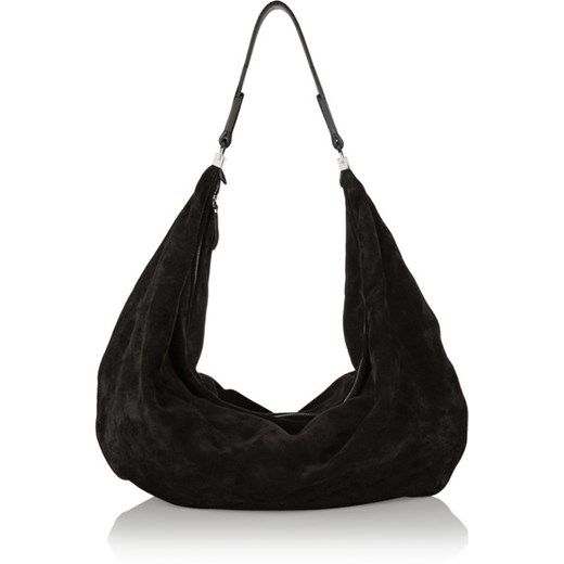 The Sling leather-trimmed suede shoulder bag net-a-porter bialy 