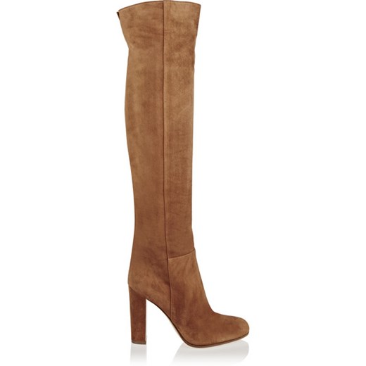Suede over-the-knee boots net-a-porter brazowy 