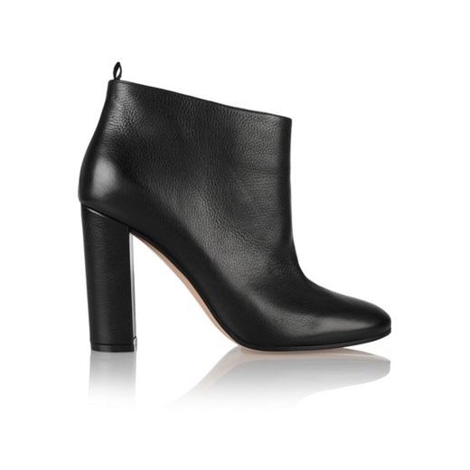 Textured-leather ankle boots net-a-porter czarny 