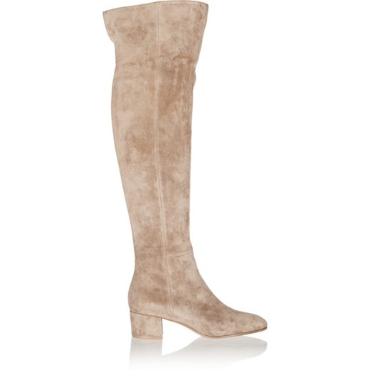Suede over-the-knee boots net-a-porter bezowy 