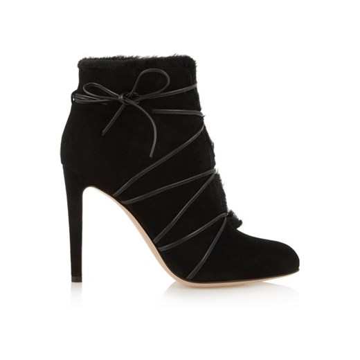 Shearling-lined suede ankle boots net-a-porter czarny 