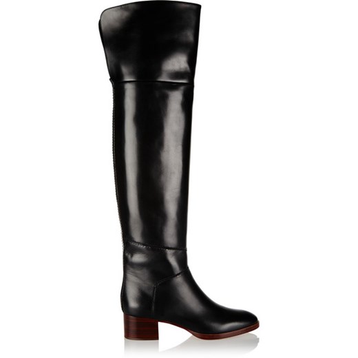 Leather over-the-knee boots net-a-porter czarny 