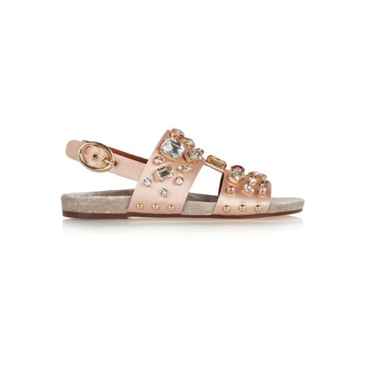 Crystal-embellished satin sandals net-a-porter bezowy 