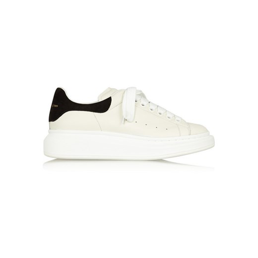 Leather and suede exaggerated-sole sneakers net-a-porter bezowy 