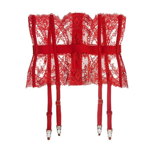 Embroidered tulle suspender belt net-a-porter czerwony haft