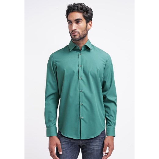 Esprit Collection SLIM FIT Koszula dark teal green zalando turkusowy bez wzorów/nadruków