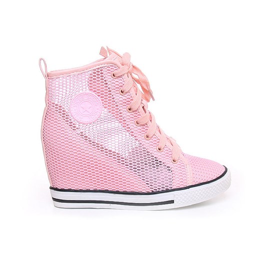 Ażurowe trampki sneakersy /B2-3 Y18 s5223/ Pudrowy róż pantofelek24 rozowy casual