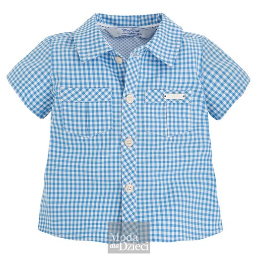 MAYORAL Koszula w kratę_niebieska modadladzieci-com-pl niebieski Koszule chłopięce z krótkim rękawem
