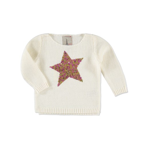 REVIEW Girls Mini Sweter creme beige pinkorblue-pl bezowy bawełna