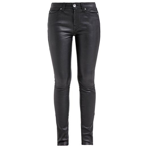 True Religion Spodnie skórzane black zalando szary bez wzorów/nadruków