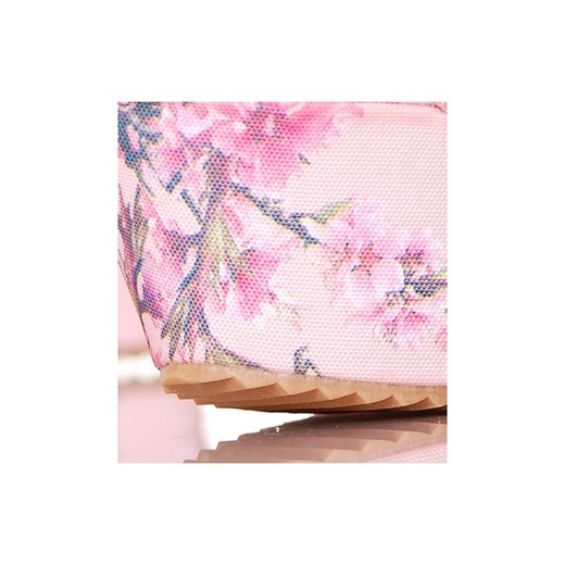 Sandały - Różowe Efektowne Kwiatowe Koturny buu-pl rozowy boho