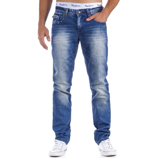 Spodnie jeansowe (ux0309) dstreet niebieski bawełna