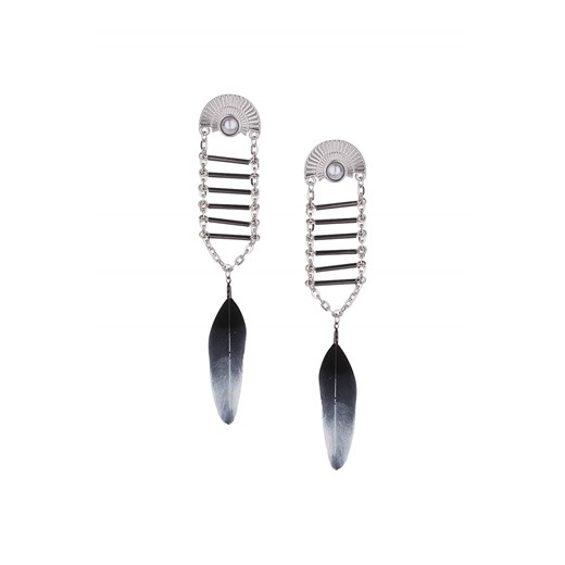 Bar And Feather Drop Earrings topshop  