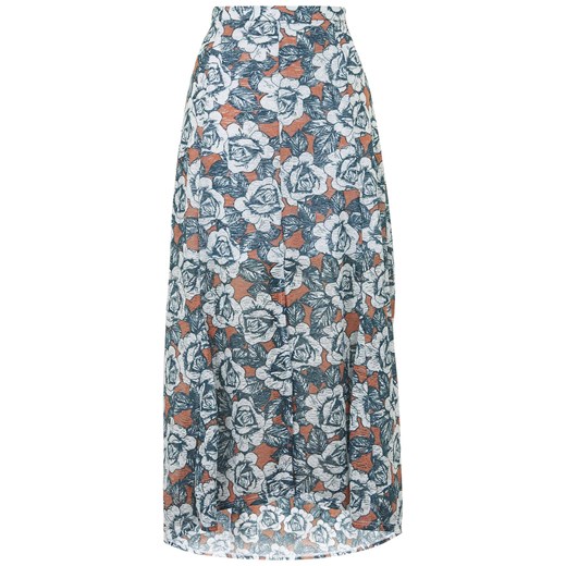 Split Front Rose Print Skirt topshop szary nadruki