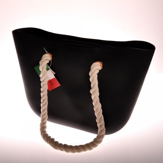 MADE IN ITALY Spalla 164 włoska torebka gumowa czarna HIT! skorzana-com czarny elegancki