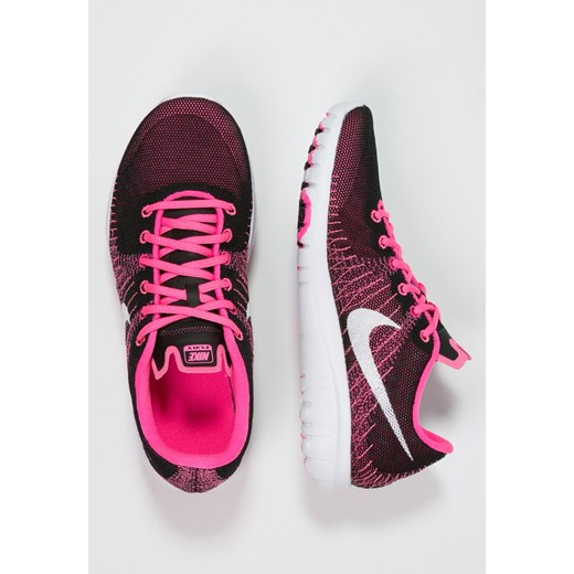 Nike Performance FLEX ELEMENT Obuwie do biegania Lekkość black/white/pink pow/vivid pink zalando czerwony do biegania