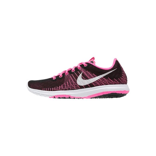 Nike Performance FLEX ELEMENT Obuwie do biegania Lekkość black/white/pink pow/vivid pink zalando fioletowy Buty dziewczęce do biegania