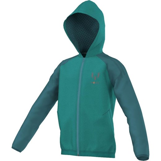 Bluza adidas Messi Full Zip Hoodie Junior S08754 hurtowniasportowa-net zielony Bluzy chłopięce z kapturem