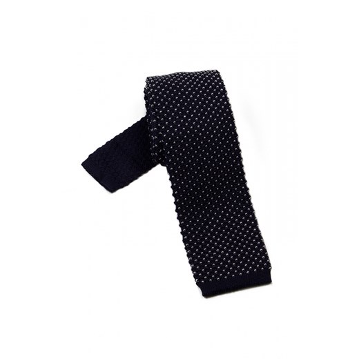 Czarny krawat knit Hemley w białe kropeczki eleganckipan-com-pl czarny dzianina