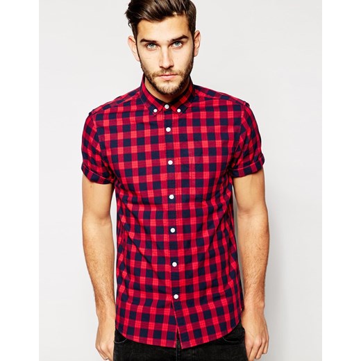 ASOS Check Shirt With Short Sleeves - Red
