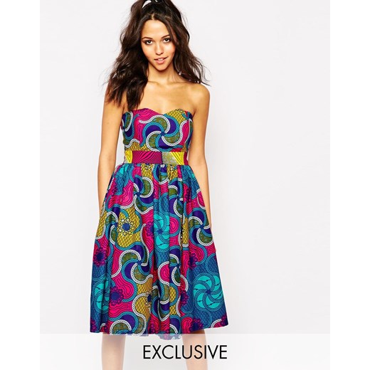 Sika X ASOS Strapless Full Prom Dress With Sweetheart Neckline - Crazy fun pink squar asos granatowy