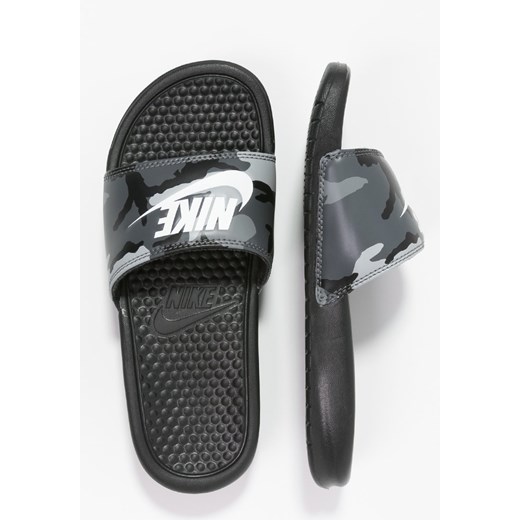 Nike Sportswear BENASSI  Sandały kąpielowe black/white/wolf grey/cool grey zalando szary bez zapięcia
