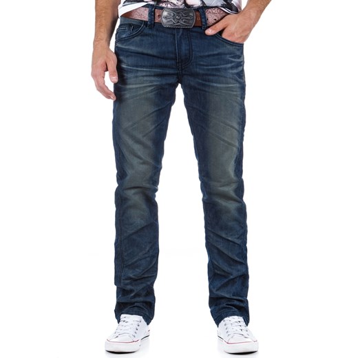 Stylizowane spodnie jeansowe męskie (ux0330) dstreet szary bawełna