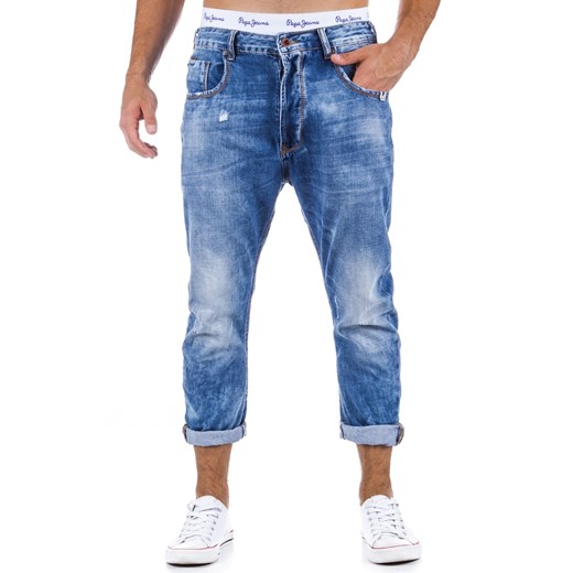 Spodnie jeansy męskie 7/8 (ux0333) dstreet niebieski bawełna