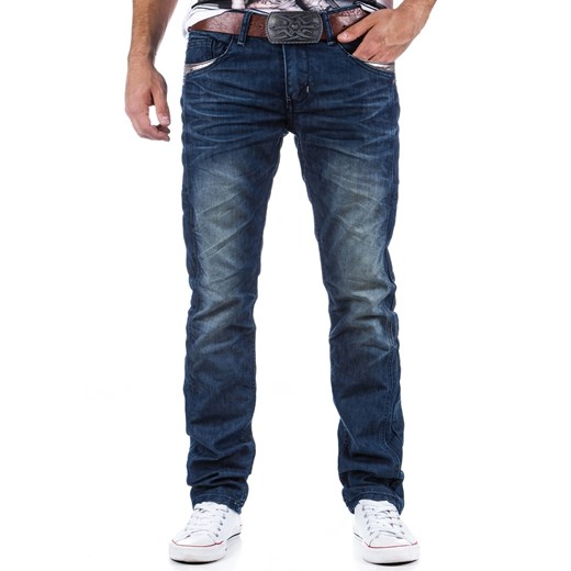 Lekko przecierane spodnie jeansowe (ux0324) dstreet czarny bawełna