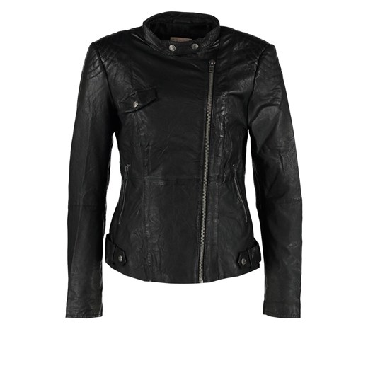 Esprit Kurtka skórzana black zalando czarny bez wzorów/nadruków