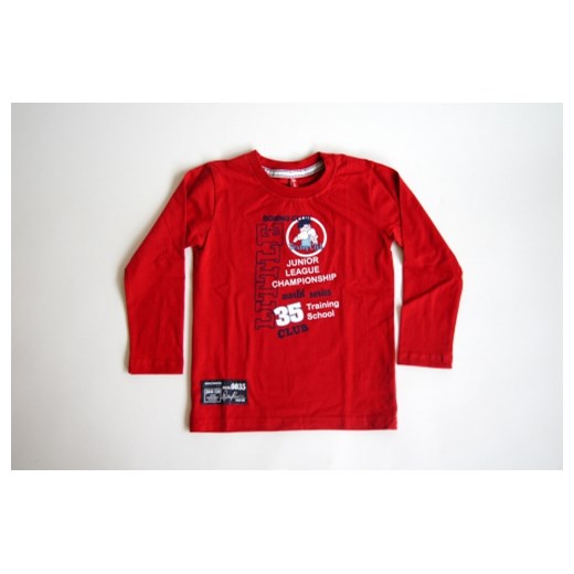 Bluzka chłopięca z długim rękawem Kiki Kids - czerwona - rozmiar 104 piccolino-sklep-pl czerwony bawełna