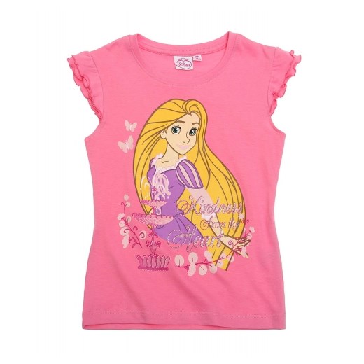 Bluzka dziewczęca z pół-rękawkiem Księżniczki Disney - Roszpunka - różowa, rozmiar 92 piccolino-sklep-pl rozowy bawełna