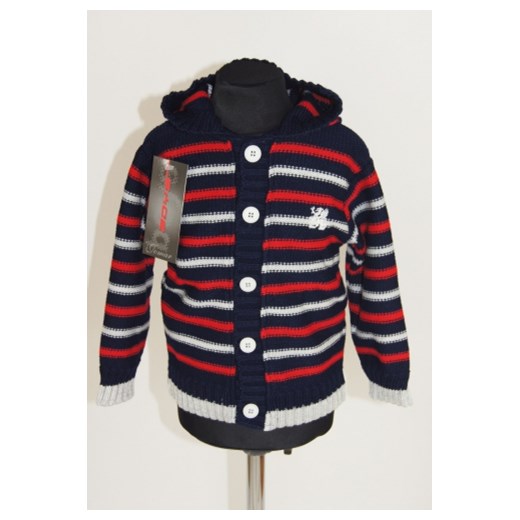Sweterek dla chłopca zapinany z kapturem Jomar - rozmiar 110 piccolino-sklep-pl czerwony akryl