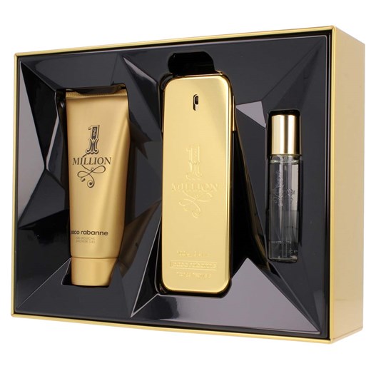 Paco Rabanne 1 Million Zestaw woda toaletowa 100 ml spray + żel pod prysznic 100 ml + woda toaletowa 15 ml spray perfumeria szary męskie