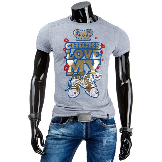 T-shirt (rx1571) - Szary dstreet niebieski bawełna