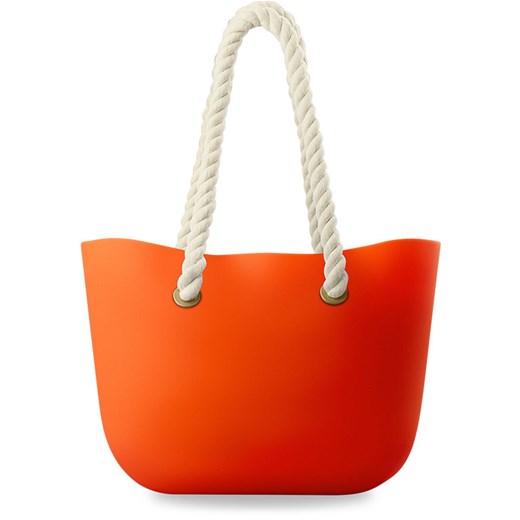 LEKKA SILIKONOWA TORBA BLOGEREK NA PLAŻĘ NA ZAKUPY SHOPPERBAG KOLORY - NEONOWY POMARAŃCZ world-style-pl czerwony casual