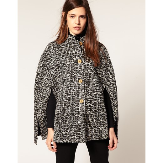 Asos peleryna Jacquard Cape Black And Gold  pandzior-pl-new-vogue  bawełniane