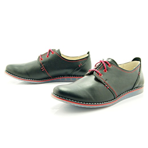 KENT 209N CZARNY-CZERWONY - Skórzane buty z przezroczystą podeszwą sklep-obuwniczy-kent  Czółenka klasyczne