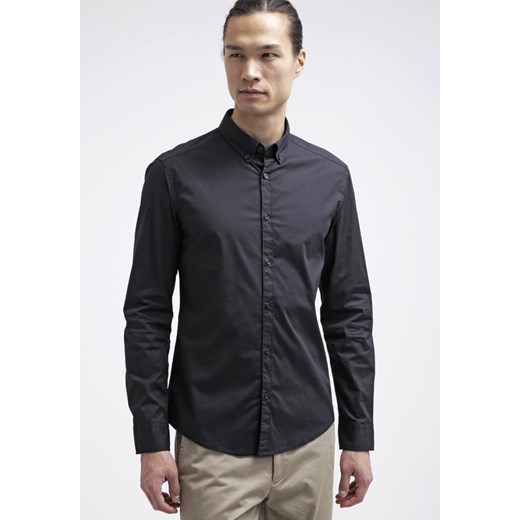 Esprit SLIM FIT Koszula black zalando czarny bez wzorów/nadruków