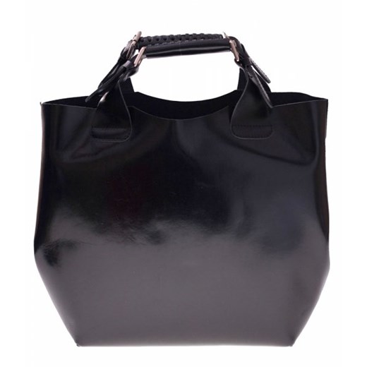 Torebka Skórzana typu Shopperbag + Kosmetyczka Produkt Włoski czarna torbs-pl szary 