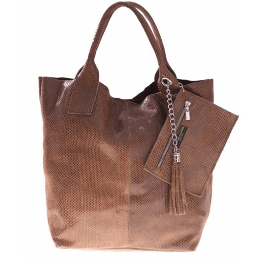 Torebki Skórzane Shopperbag lakier Genuine Leather Italy ziemista torbs-pl brazowy 