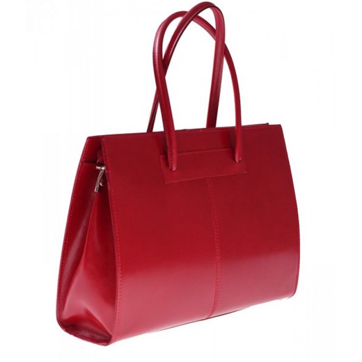 Torebka skórzana Aktówka A4 Made in Italy Genuine Leather czerwona torbs-pl czerwony 