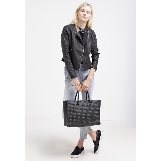 New Look Kurtka ze skóry ekologicznej black zalando bez wzorów/nadruków
