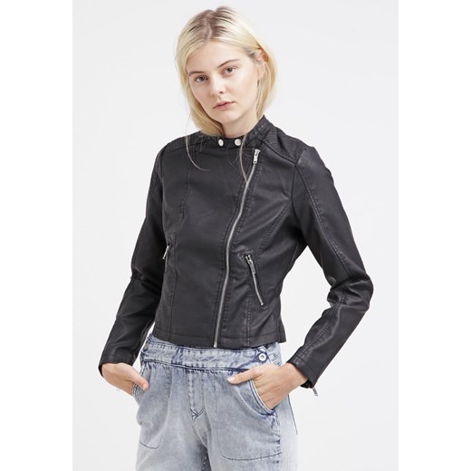 New Look Kurtka ze skóry ekologicznej black zalando szary długie
