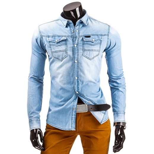 Błękitna koszula jeansowa (dx0824) dstreet niebieski bawełna