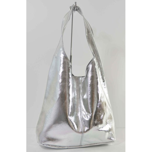 Skórzana srebrny torebka worek cervandone-pl bialy łatki