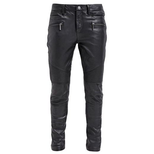 Oakwood Spodnie skórzane black zalando szary bez wzorów/nadruków