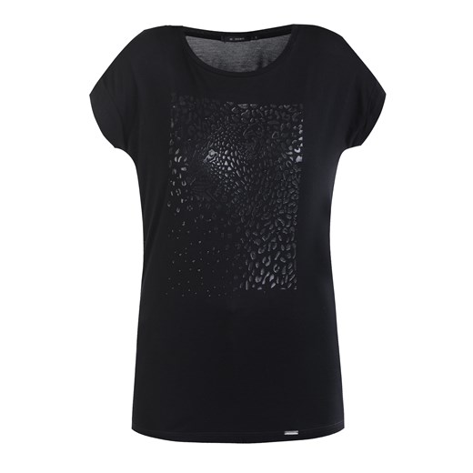 T-shirt z gepardem e-monnari czarny Bluzki z krótkim rękawem